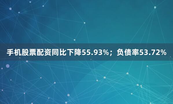 手机股票配资同比下降55.93%；负债率53.72%