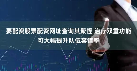 要配资股票配资网址查询其聚怪 治疗双重功能可大幅提升队伍容错率