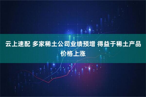 云上速配 多家稀土公司业绩预增 得益于稀土产品价格上涨